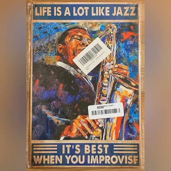 Jazz saxophone man metal tin sign - Picture 2 of 3